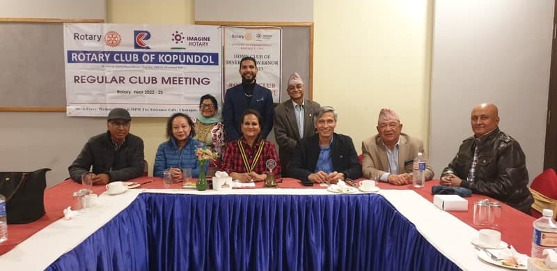 Samir with members of the Rotary Club of Kopundol at a regular meeting